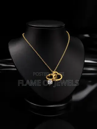 Interlocking Heart and Ring Necklace Pendant