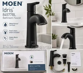 Moen Idris 84577BL Matte Black Bathroom Faucet – Brand New