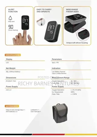Black Finger Pulse Oximeter