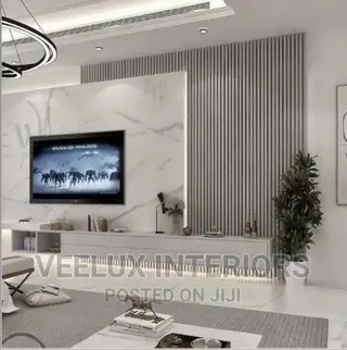 Gray-White Tv Unit Composition || Interior Design and Decor