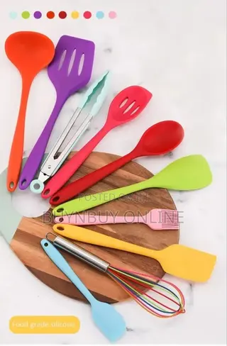 10 Piece Colorful High Heat Silicone Cooking Utensil Set