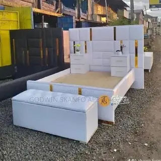 Double Bed Frame and Side Drawer or Ottoman Available
