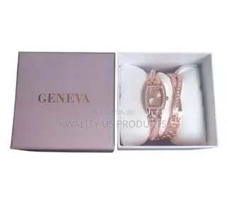 Geneva Women's Rose Gold-Tone Wrist Watch + Matching Bracelet