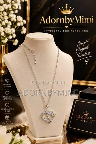 AdornbyMimi Silver Crystal Heart & Butterfly Necklace