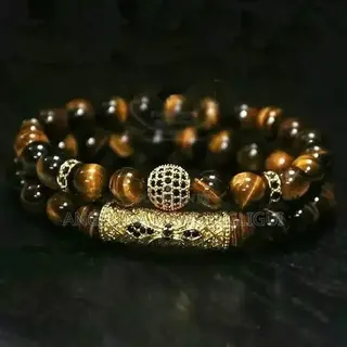 Golden Tiger’s Eye and White & Gray Howlite Crown Luxury Bracelet Sets
