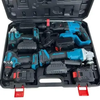 Cordless Power 48V Tool Set 4 in 1 Drill Hammer Grinder Wrench