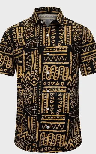 Elegant Men’S African Tribal Print Casual Shirt