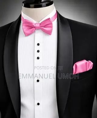 Elegant Satin Bow Tie With Pocket Square