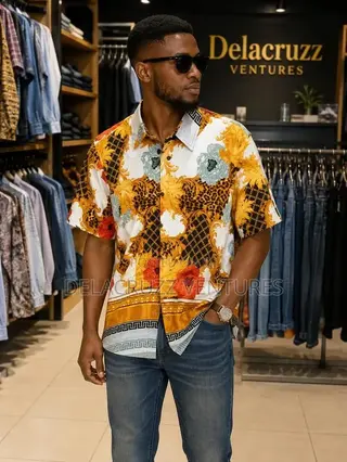 Vintage Crepe African Print Shirts for Men and Women
