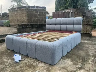 Luxury Blue Bouclé Bed Frame by Woodland