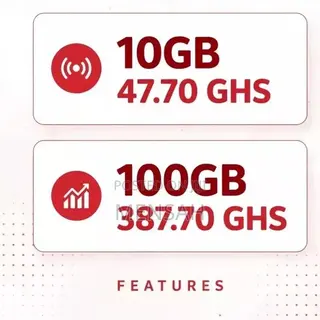 Telecel Data 10GB 47.70GHS 100GB Instant Delivery