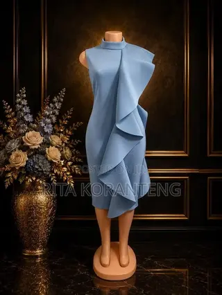 UK Sky Blue Ruffle Dress