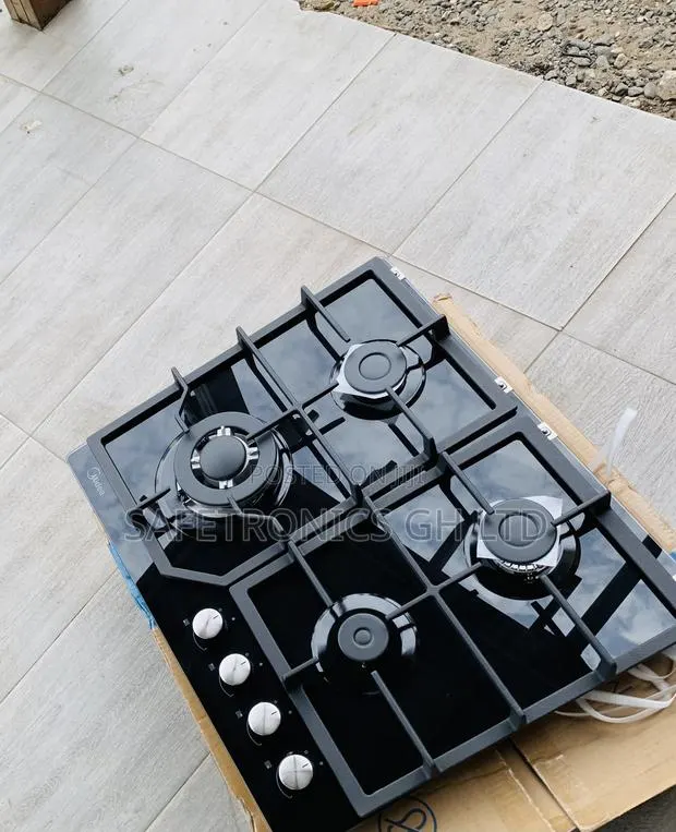 Neatly Boxed Midea 60cm 4 Burner Gas Hob| Black Glass [60GJ084] · Photo 1