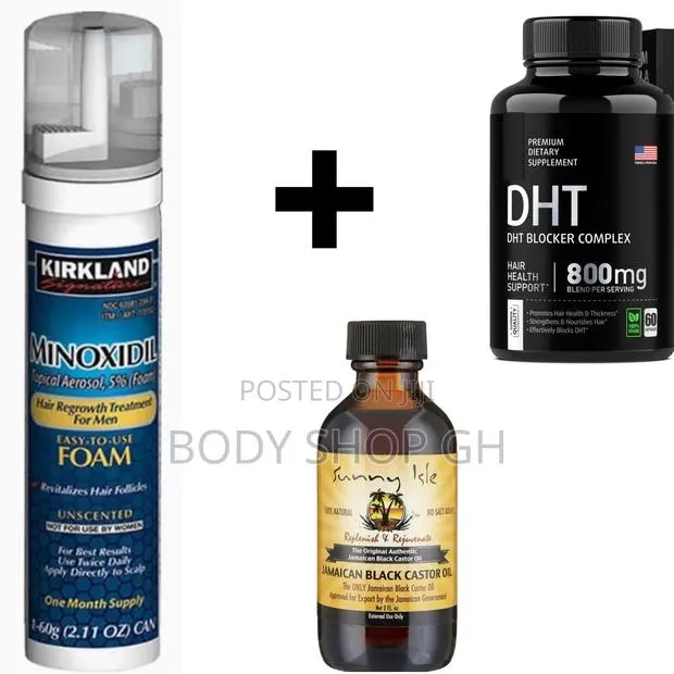 Kirkland Minoxidil Foam + Castor Oil + DHT Blocker Combo · Photo 1