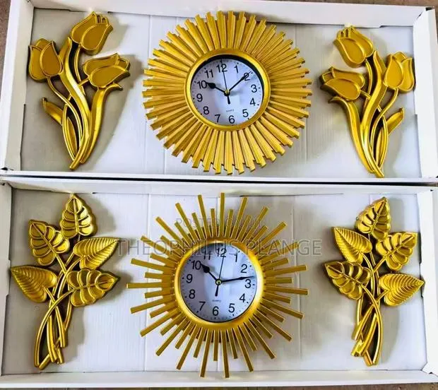 3 in 1 Gold Frame Wall Clock / Decor Wall Clock · Photo 1