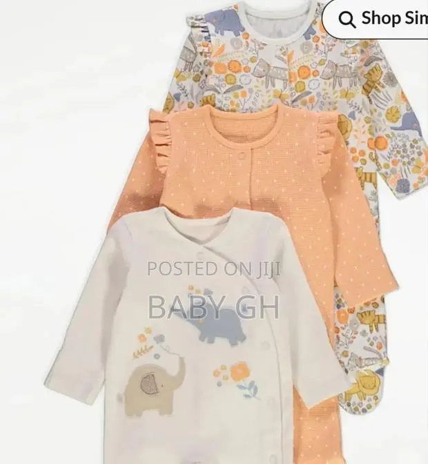 Assorted Safari Frill Long Sleeve Sleepsuits 3pack · Photo 1