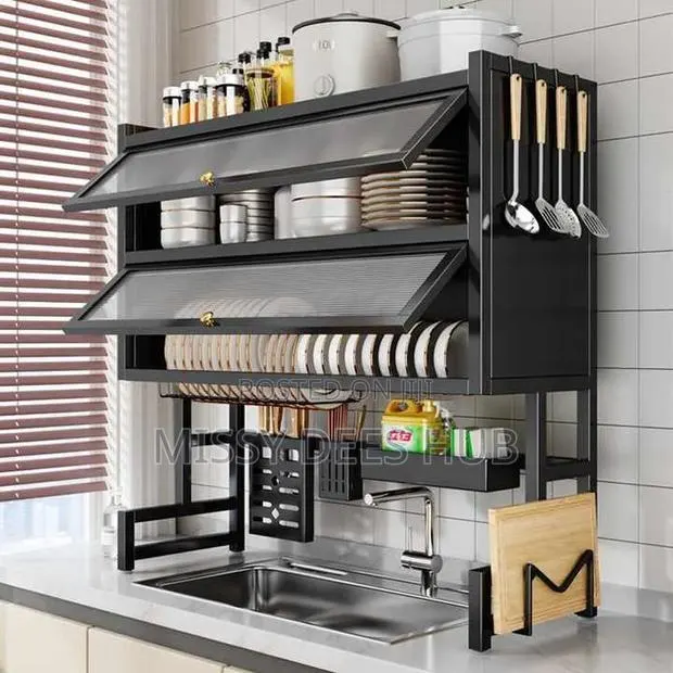 Double Layer Dish Rack With Covers · Photo 1