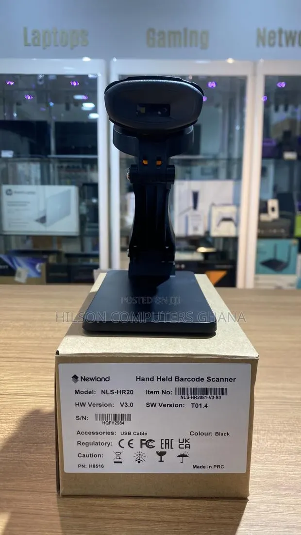 Newland NLS-HR20 Handheld Barcode Scanner With Stand · Photo 1