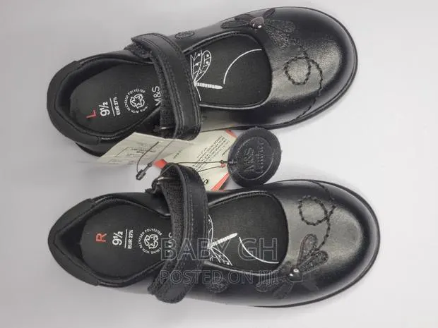Marks Spencer Black Girls School Shoes With Firefly Design · Photo 1