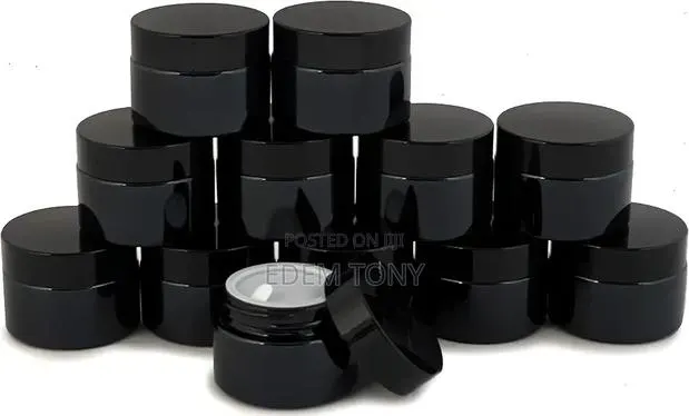 20g Thick Black UV Protection Small Glass Jars With Lids 15ml -12pcs · Photo 1