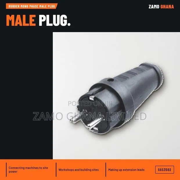 Rubber Mono Phase Male Plug - SGS3502 · Photo 1