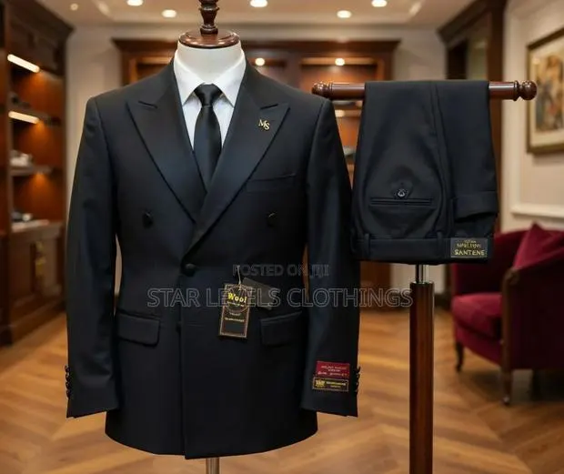 Black and Gray Double Breasted Suit for Men (Quality Texture) · Photo 1