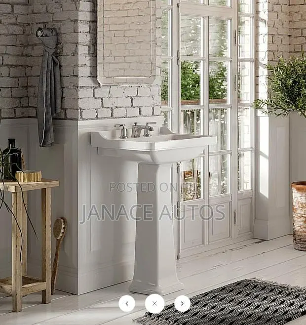 Saneux Sofia 60x45cm Washbasin With Full Vitra Pedestal No Taps · Photo 1