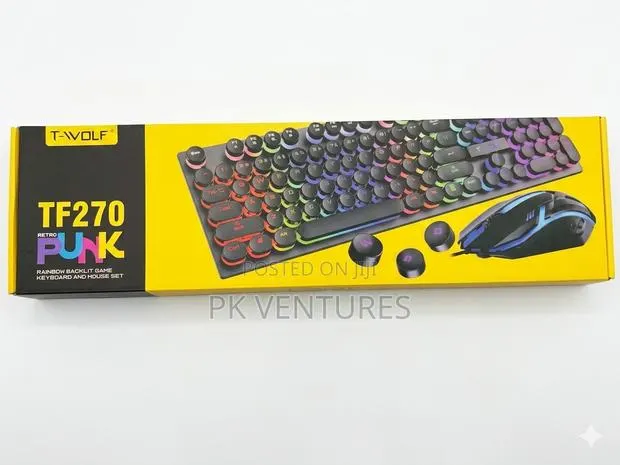 Tf270 Retro Punk Rainbow Keyboard and Mouse Set · Photo 1