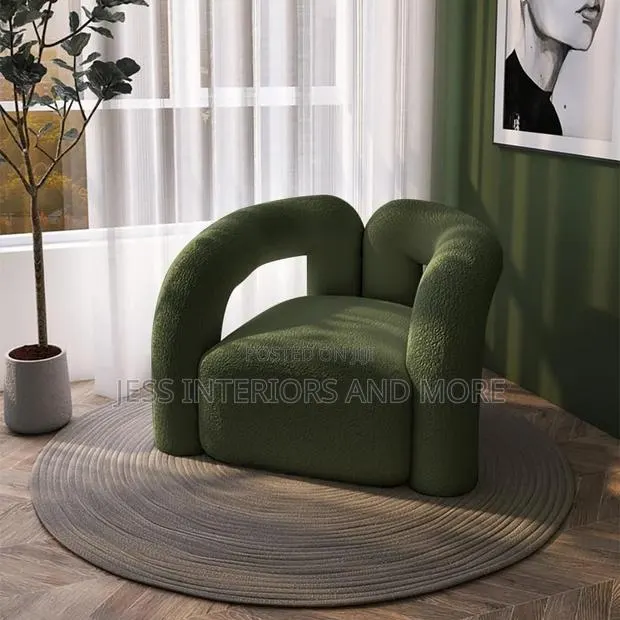 Green Boucle Accent Chair · Photo 1