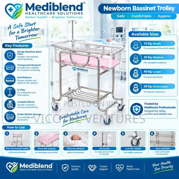 Bassinet Trolley (Baby Cot) With Drip Stand · Photo 1