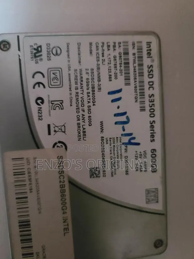 600gb SSD Drive 2.5inch SATA Intel Brand 100% Health Like New Tested · Photo 1