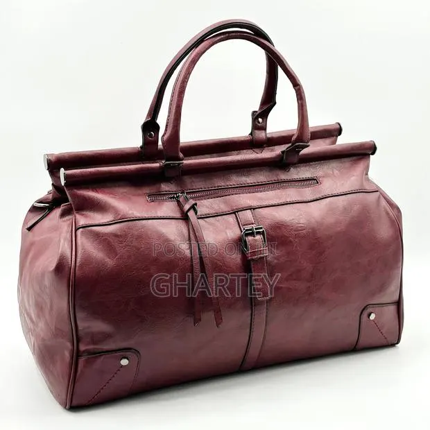 Duffle Bag, Quality Leather Wine Color · Photo 1