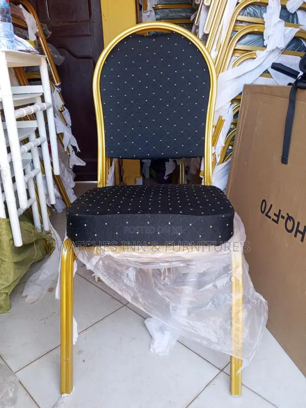 Golden Frame Black Material Church/ Conference High Density Chair · Photo 1