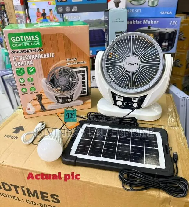 Gdtimes Gd-8025 Rechargeable Solar Fan · Photo 1