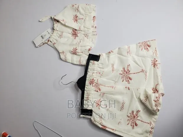 George White Palm Tree Linen Blend Strappy Top and Shorts · Photo 1