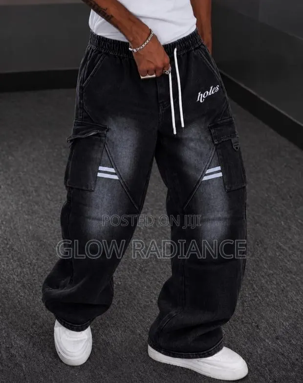 Black Washed Baggy Cargo Jeans – Streetwear Edition · Photo 1