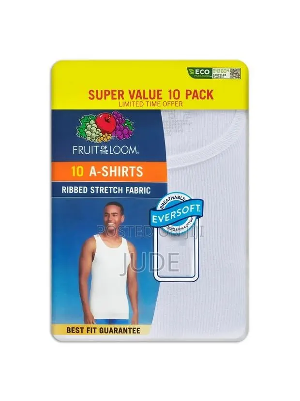 (10 Pieces)Fruit of the Loom White Singlet · Photo 1