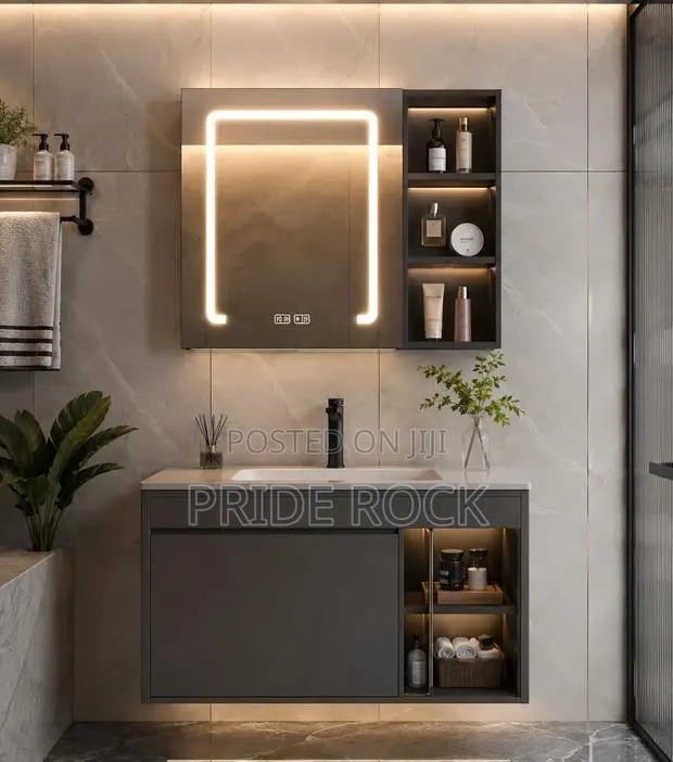 Cabinet Basin With Led Mirror and Mixture Tap Set · Photo 1