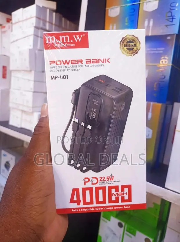 40000mAh Power Bank - PD 22.5W Fast Charging With 3 Built-in Cables · Photo 1