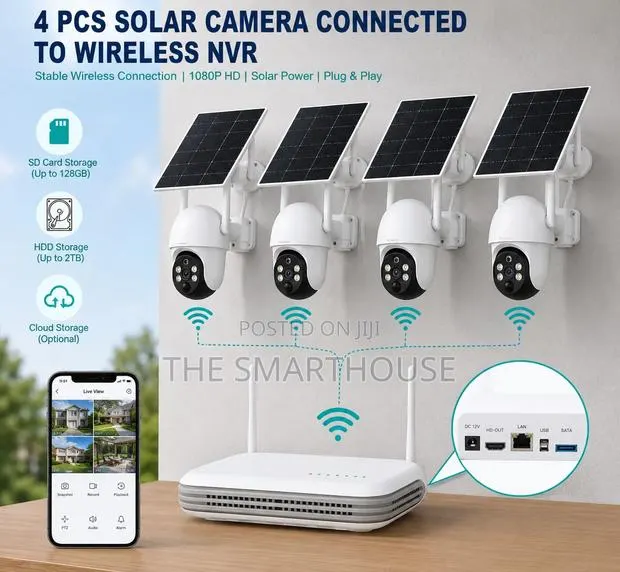 Smart 4 Cameras Solar 4mp Wi-Fi CCTV With 10ch NVR Base Station. · Photo 1
