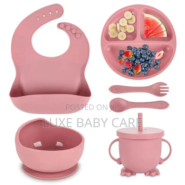 Silicone Suction Plate, Bowls, Bibs, Cup With Straw, Spoon, and Fork · Photo 1