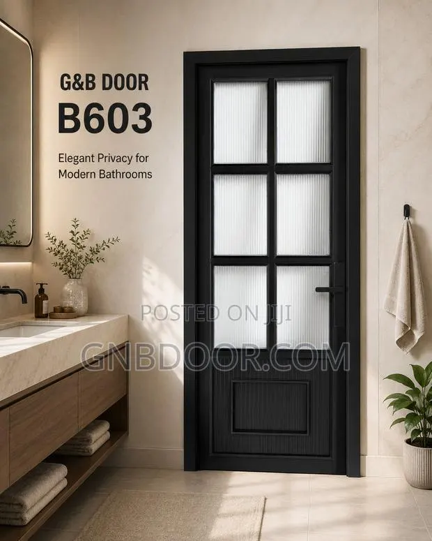 B603 Glass Door Bathroom Door Safety Glass Aluminum Frame · Photo 1