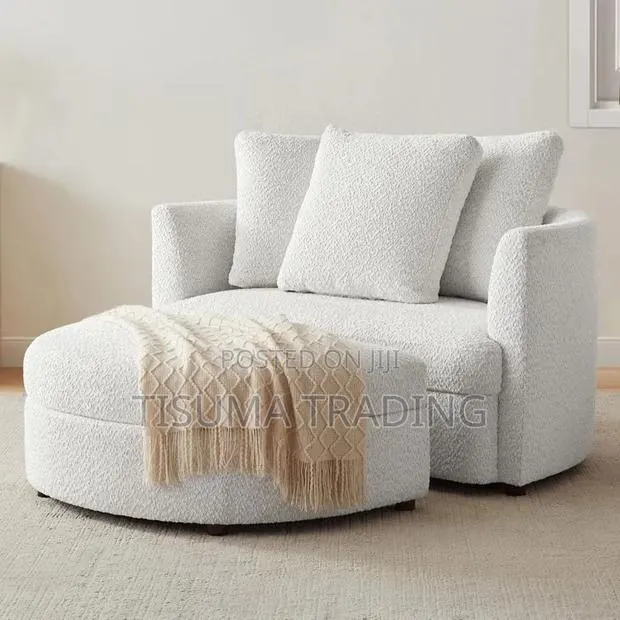 Holley Oversized Fabric Accent Chair With Storage Ottoman · Photo 1