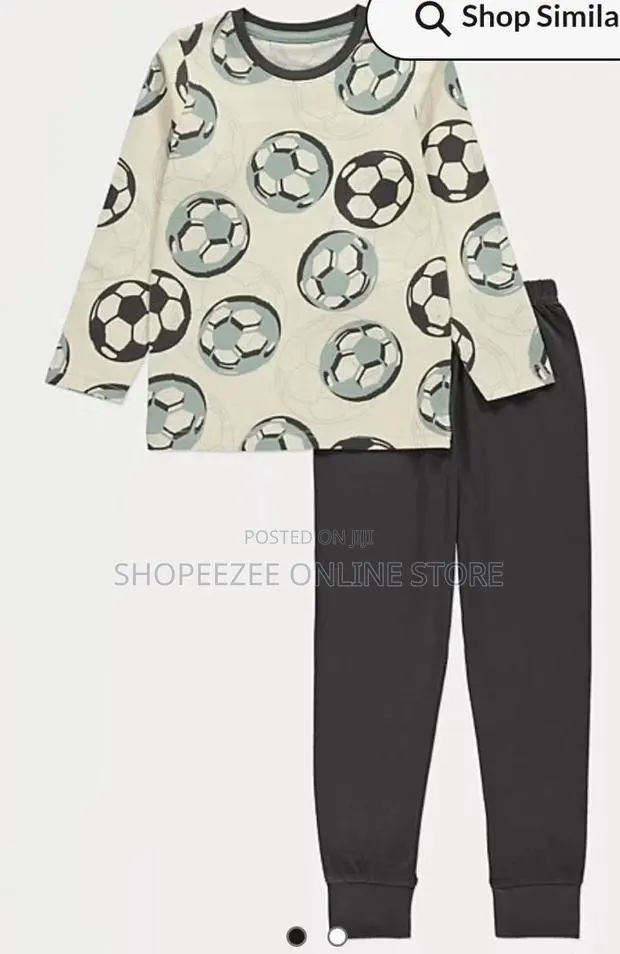 Boys Cream Football Long Sleeve Pyjamas · Photo 1