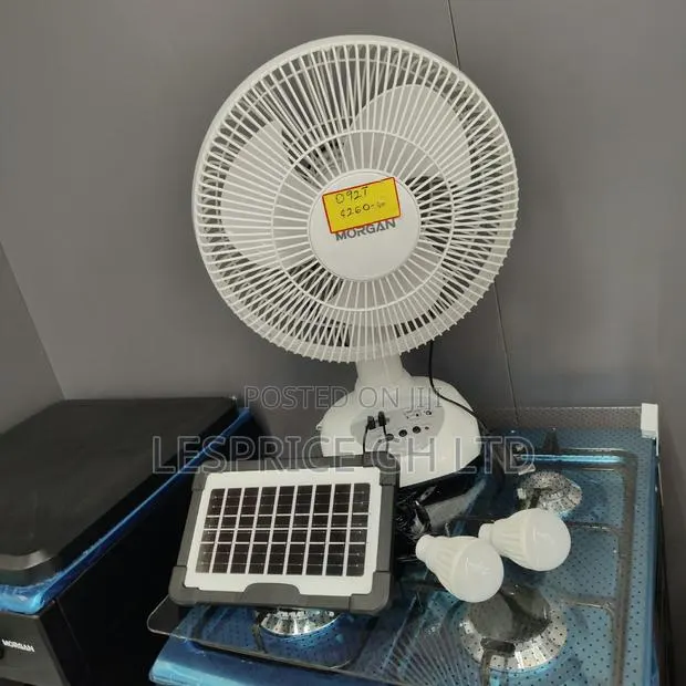 Nice and Portable Morgan Rechargeable Fan With Solar Panels & 2 Bulbs · Photo 1