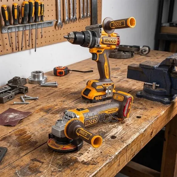 166Nm Cordless Drill and 115mm 1200W Angle Grinder Combo - COSLI260583 · Photo 1