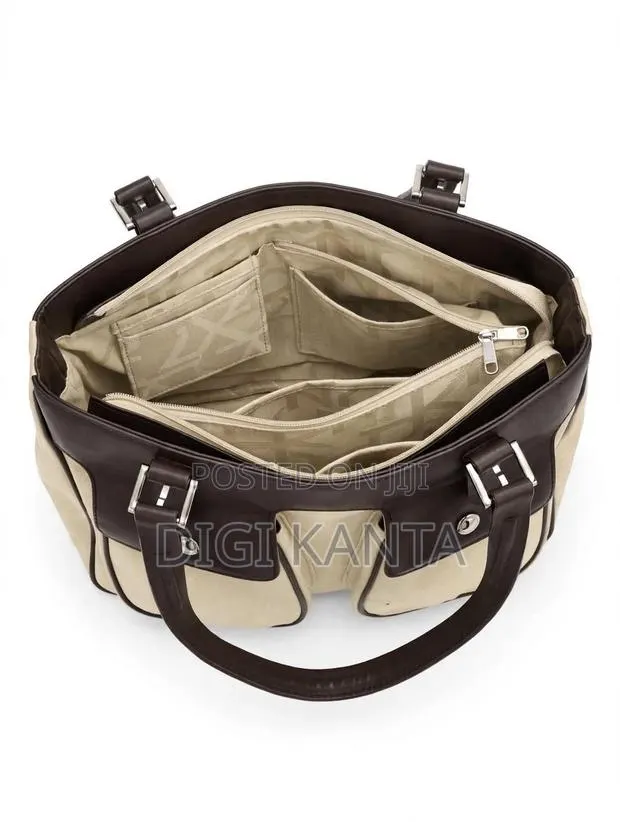 Original DKNY Beige & Dark Brown Double Pocket Tote Bag · Photo 1