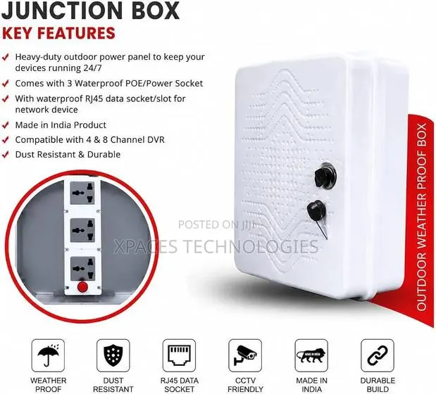 PoE Rack Junction Box Enclosure for CCTV Cameras, Waterproof · Photo 1