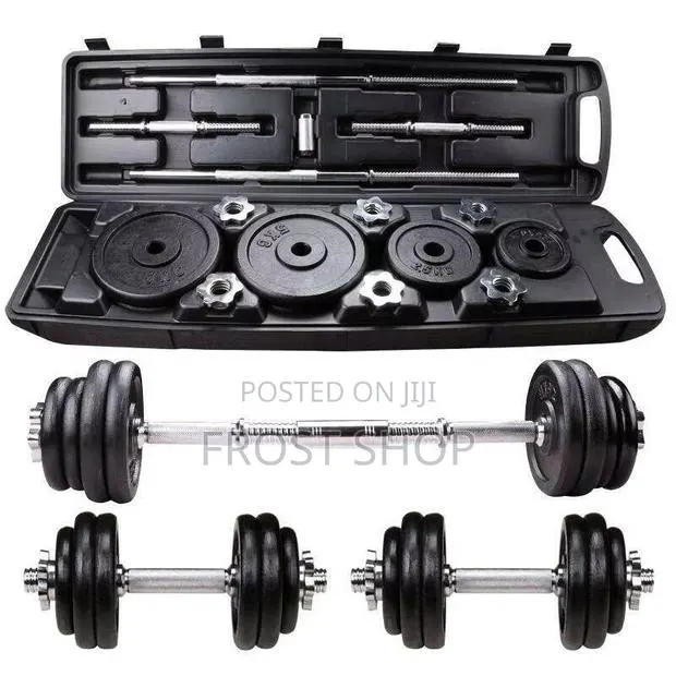 50kg Adjustable Lacquer Coated Barbell Dumbbells Set Weight With Sto · Photo 1