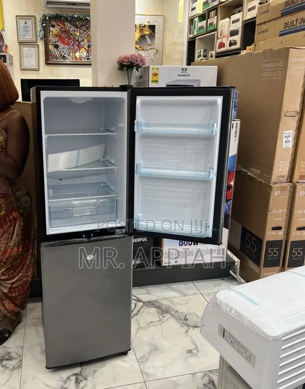 New Nasco Double Door Electric Fridge(Bottom Mount Freezer)Dark Gray · Photo 1